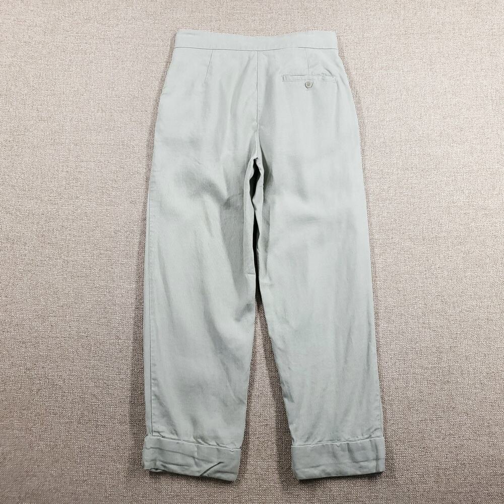 Aritzia Wilfred Allant Pleated Crop Pants Women 0 Mint Linen Blend Cuffed Boho - Picture 3 of 9